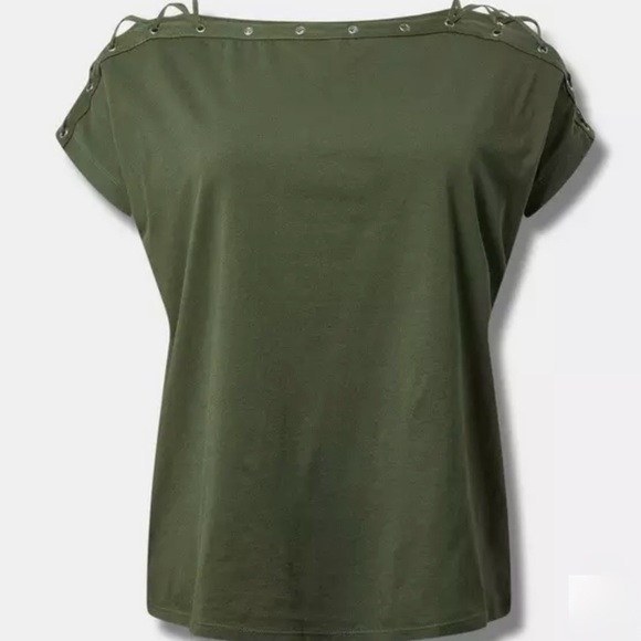 torrid Tops - Torrid Heritage Jersey Lace-Up Dolman Top (Deep Depths) Size 4